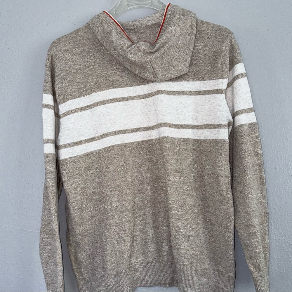 Even Tide Men's Size XL Beige and White Striped Sweater with hoodie - Picture 2 of 9